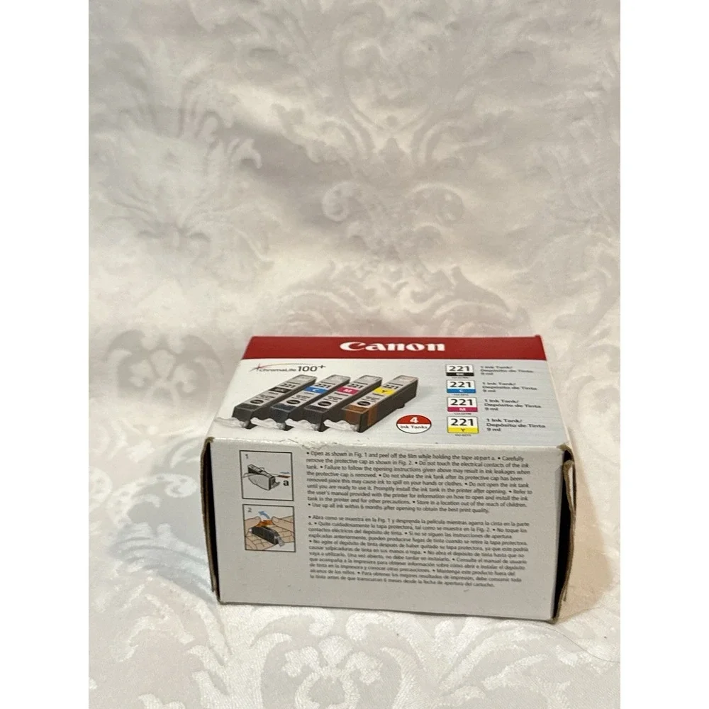 GENUINE Canon CLI-221 Black Cyan Magenta Yellow 4-pack Ink, Sealed